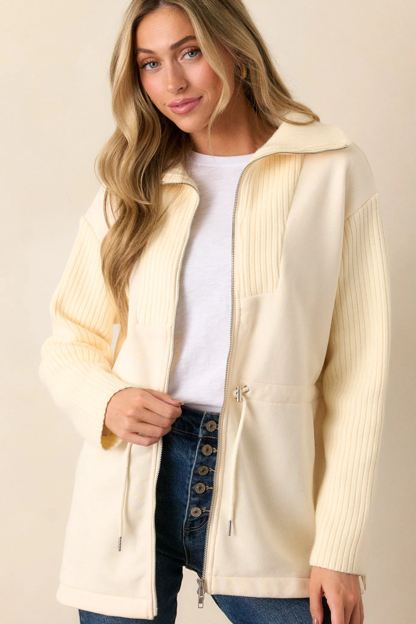 Alabaster Dreams Ecru Drawstring Jacket