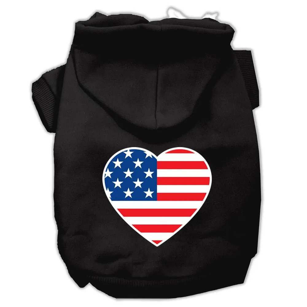 American Flag Heart Screen Print Pet Hoodies Black Size Med (12)