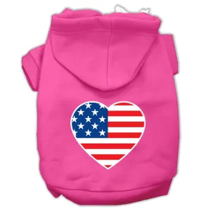 American Flag Heart Screen Print Pet Hoodies Bright Pink Size XXL (18)