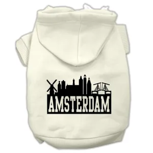 Amsterdam Skyline Screen Print Pet Hoodies Cream Size Med (12)