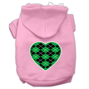 Argyle Heart Green Screen Print Pet Hoodies Light Pink Size Med (12)