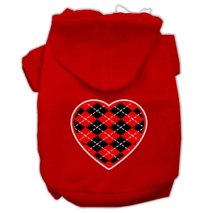 Argyle Heart Red Screen Print Pet Hoodies Red Size Lg (14)