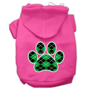 Argyle Paw Green Screen Print Pet Hoodies Bright Pink Size XXXL (20)