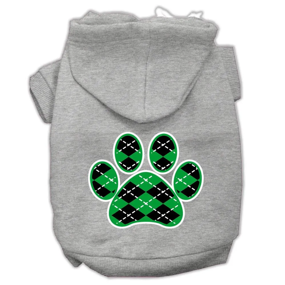 Argyle Paw Green Screen Print Pet Hoodies Grey Size Xxxl (20)