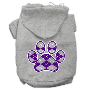 Argyle Paw Purple Screen Print Pet Hoodies Grey Size Med (12)