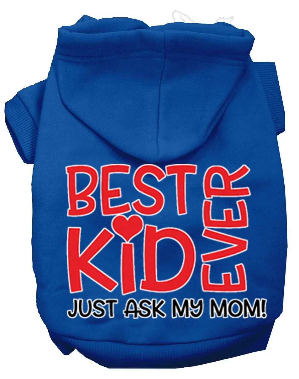 Ask My Mom Screen Print Dog Hoodie Blue Xl