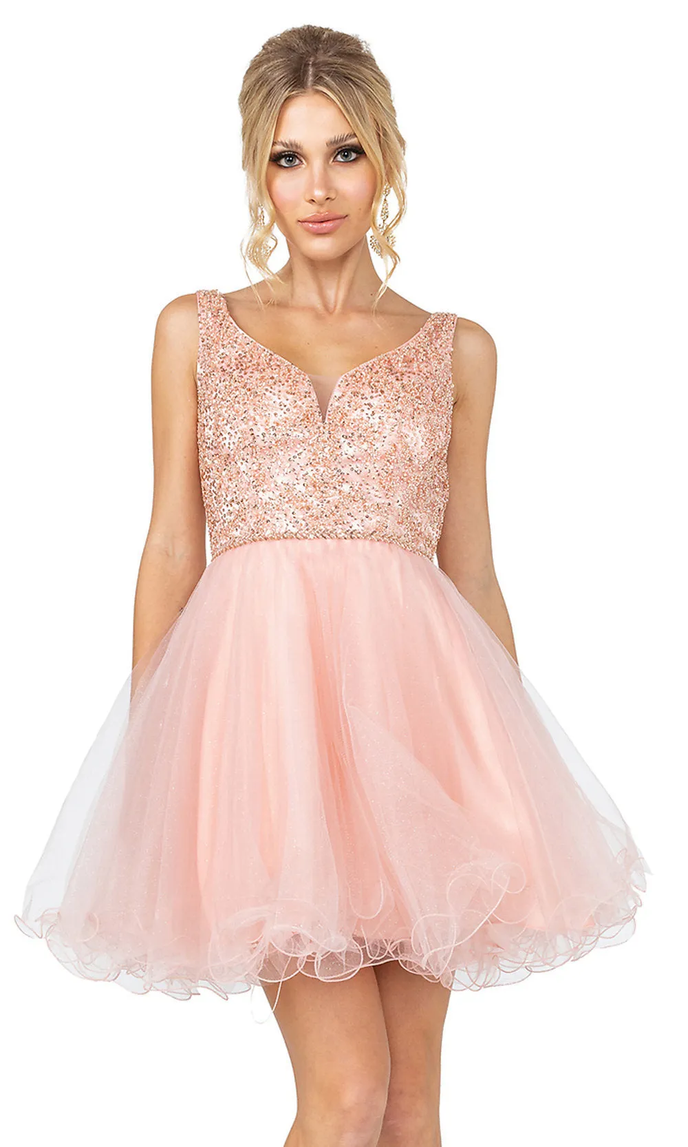 Beaded Fit-and-Flare Short Formal Homecoming Dress