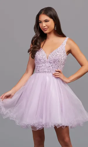 Beaded Fit-and-Flare Short Formal Homecoming Dress