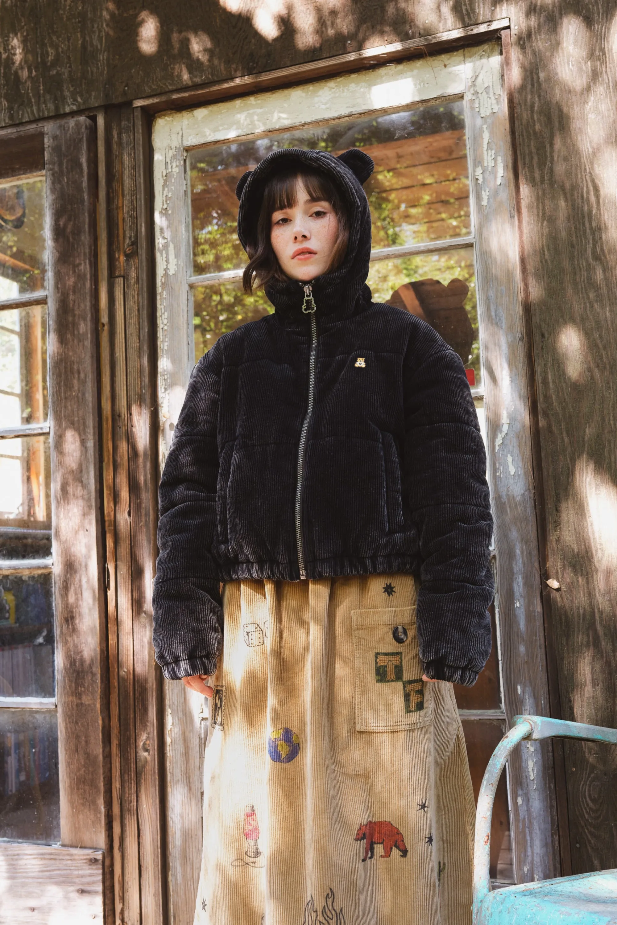 Bear Ear Crop Puffer Jacket