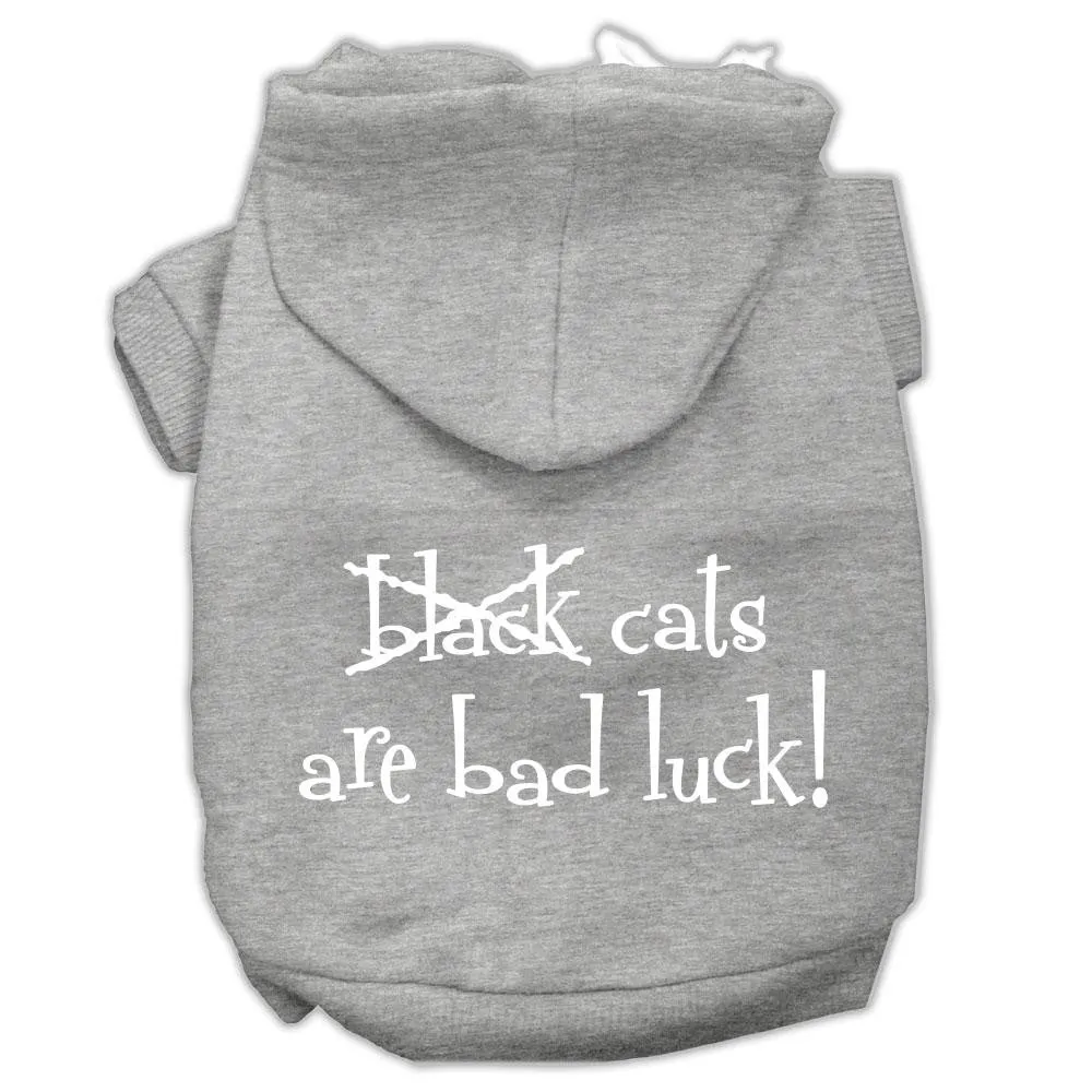 Black Cats Are Bad Luck Screen Print Pet Hoodies Grey Size M (12)