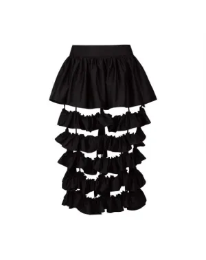 Black Silk Organza Ruffled Skirt