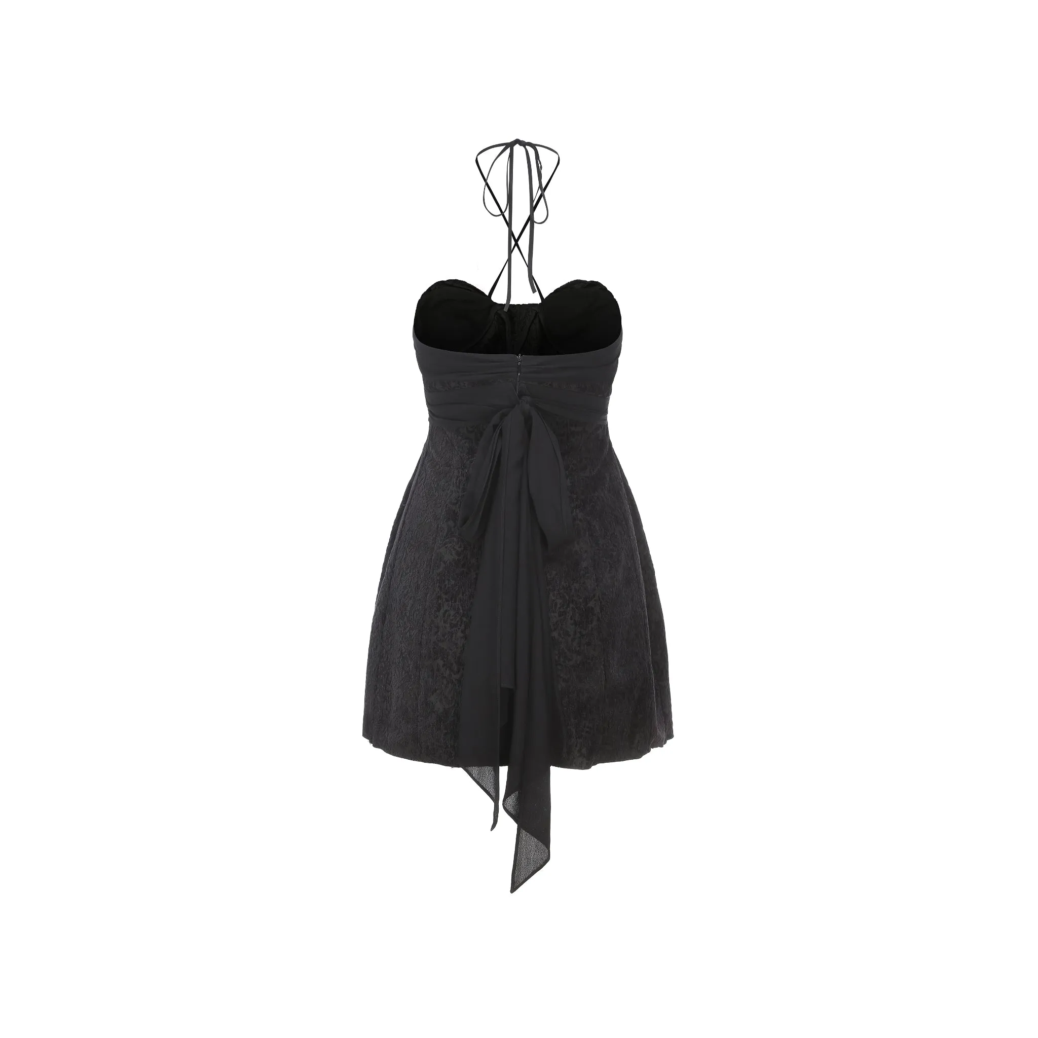 Black Velvet Halter Short Dress