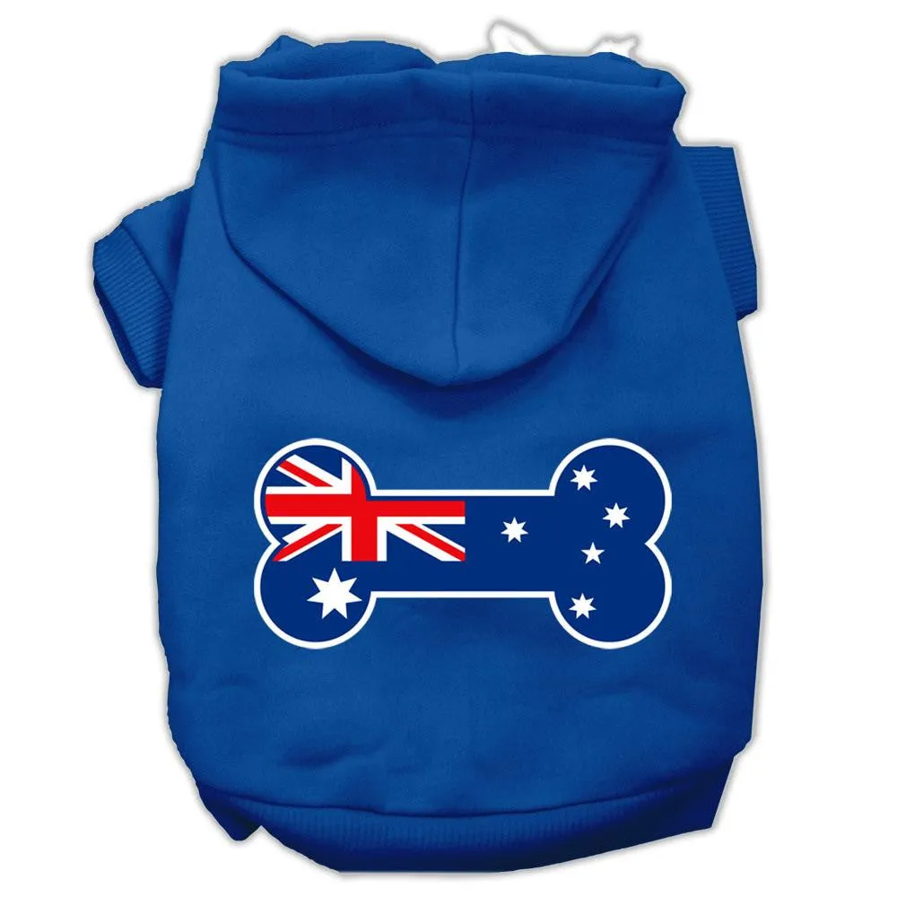 Bone Shaped Australian Flag Screen Print Pet Hoodies Blue Size Sm (10)