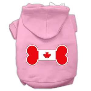 Bone Shaped Canadian Flag Screen Print Pet Hoodies Light Pink Size L (14)