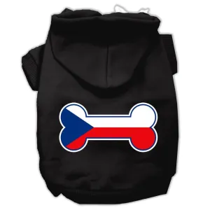 Bone Shaped Czech Republic Flag Screen Print Pet Hoodies Black XL (16)