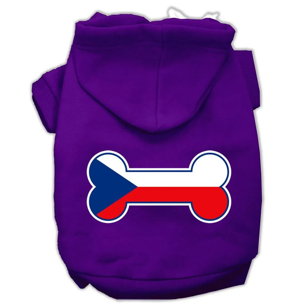 Bone Shaped Czech Republic Flag Screen Print Pet Hoodies Purple XXXL(20)