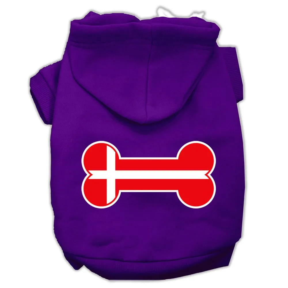 Bone Shaped Denmark Flag Screen Print Pet Hoodies Purple Size XL (16)