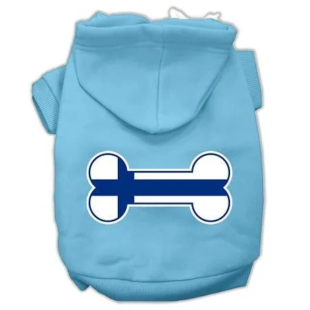 Bone Shaped Finland Flag Screen Print Pet Hoodies Baby Blue L (14)