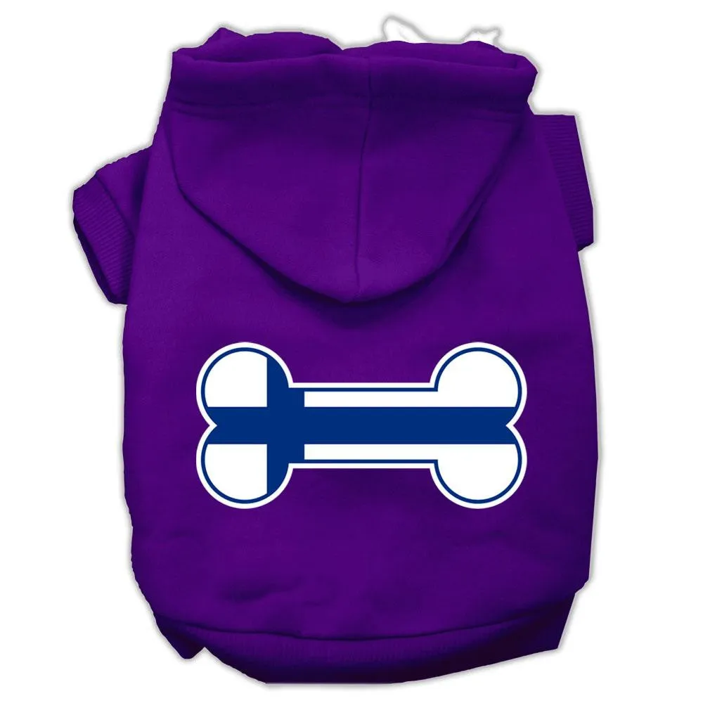 Bone Shaped Finland Flag Screen Print Pet Hoodies Purple L (14)