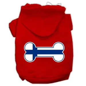 Bone Shaped Finland Flag Screen Print Pet Hoodies Red XL (16)