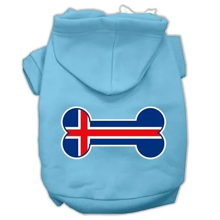 Bone Shaped Iceland Flag Screen Print Pet Hoodies Baby Blue S (10)