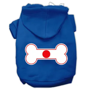 Bone Shaped Japan Flag Screen Print Pet Hoodies Blue XL (16)