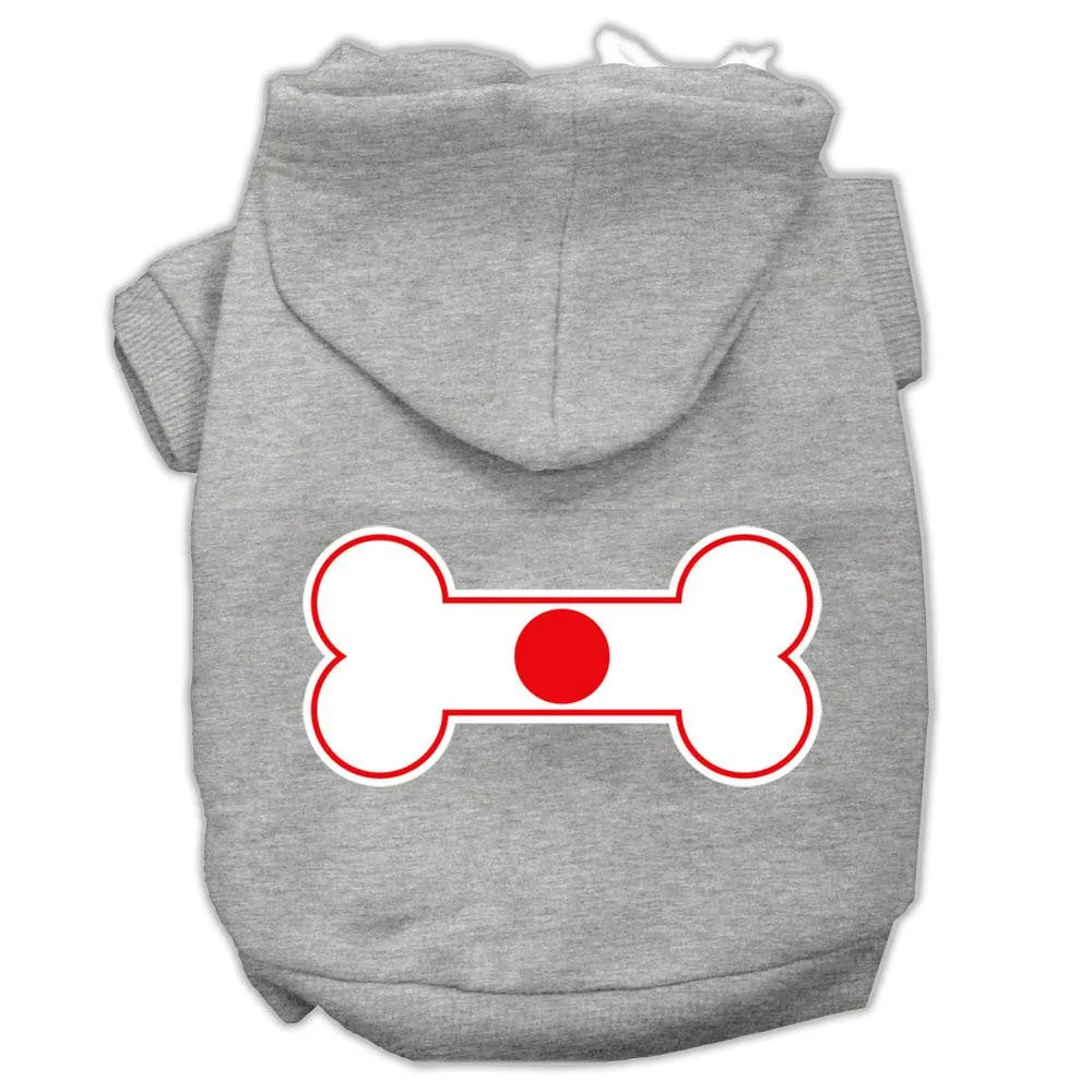 Bone Shaped Japan Flag Screen Print Pet Hoodies Grey Xs (8)