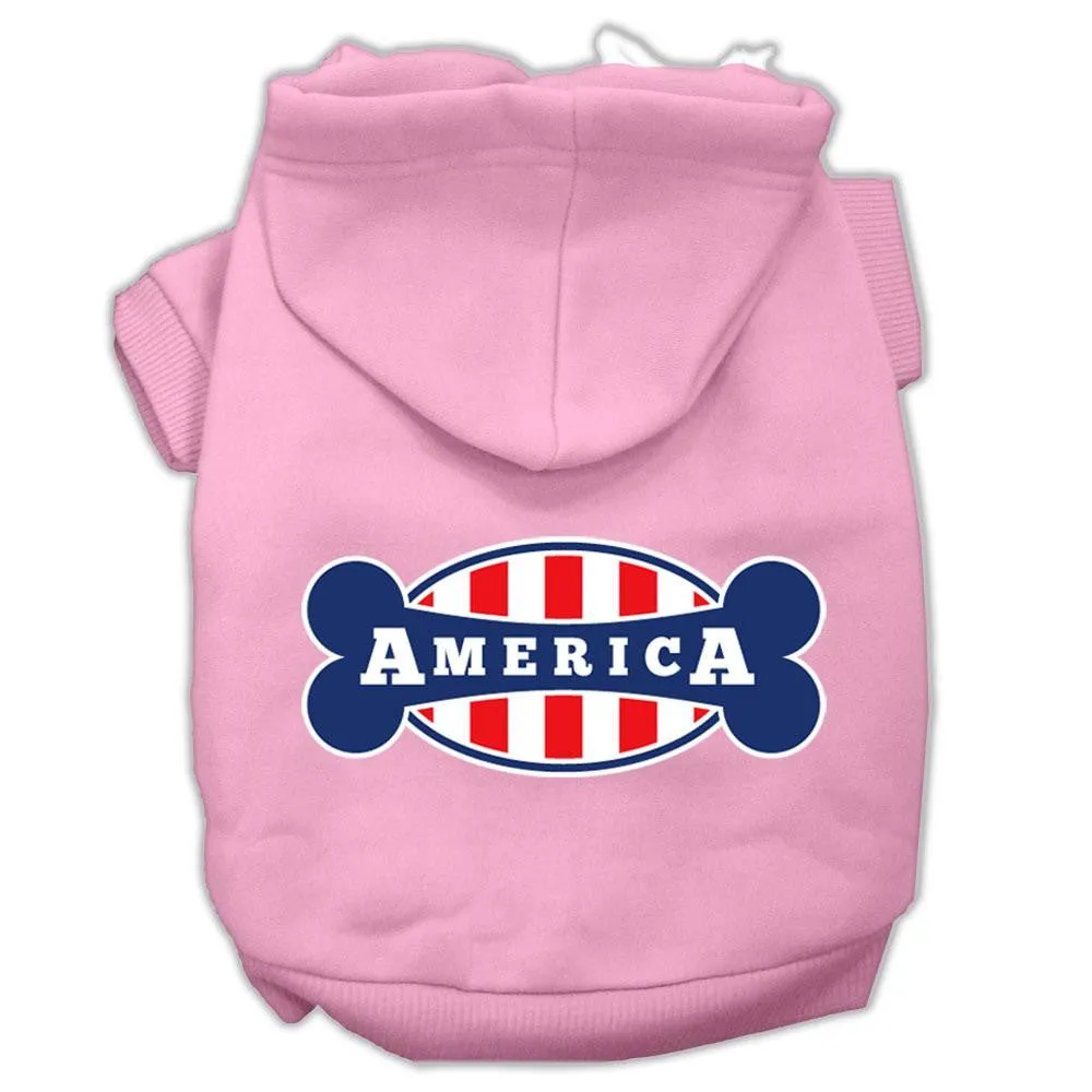 Bonely In America Screen Print Pet Hoodies Light Pink Size Lg (14)