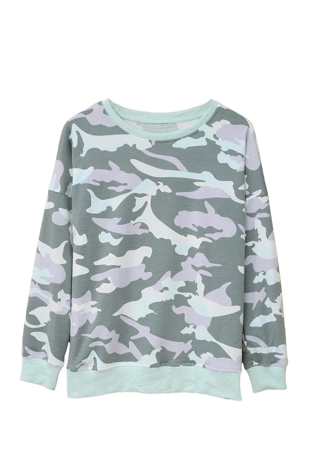 Camouflage Drop Shoulder Pullover Sweatshirt