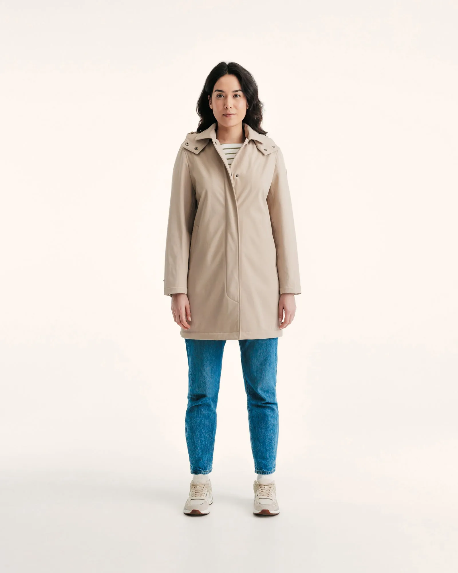 Corinthe waterproof jacket with detachable hood Beige