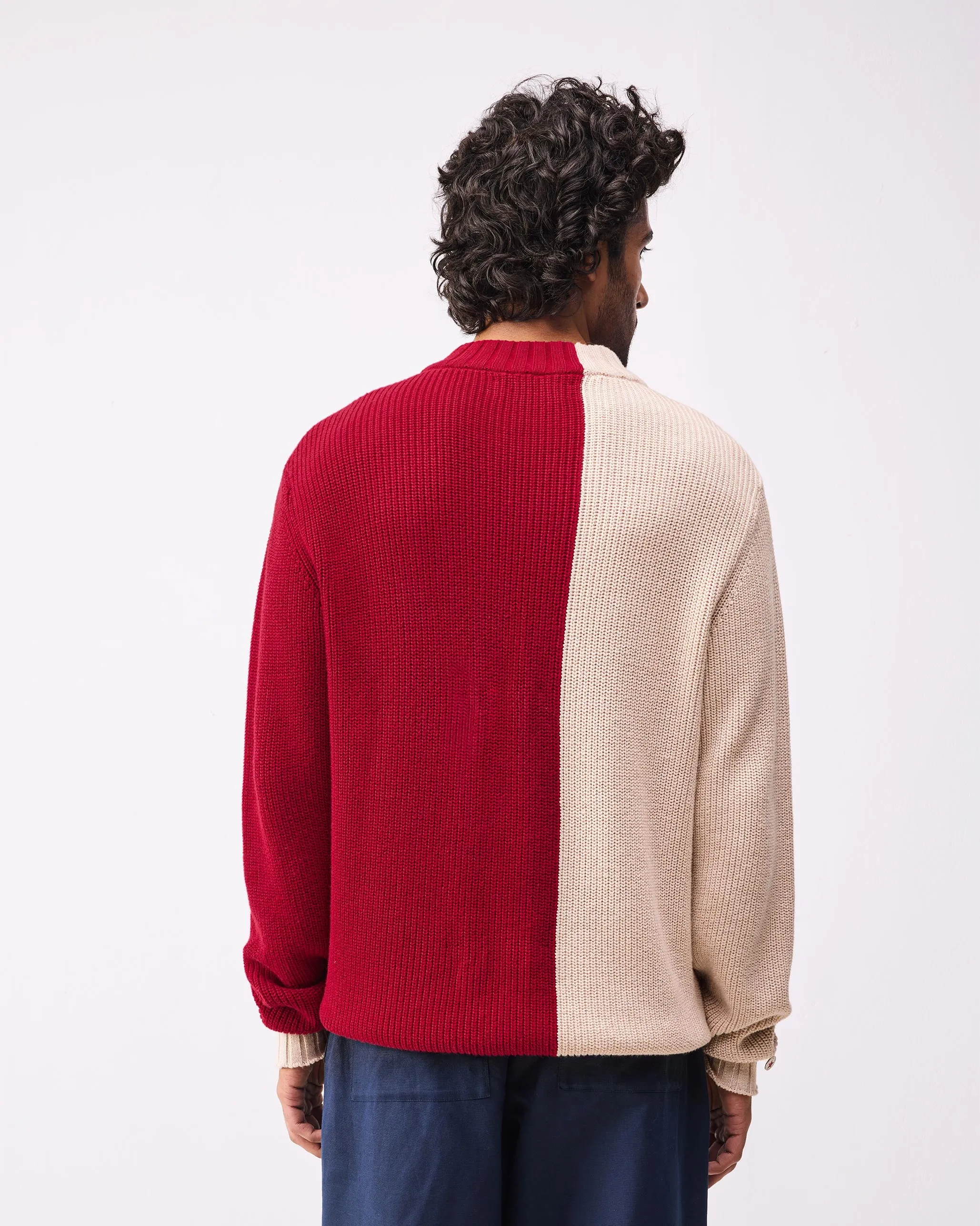 Crew-Neck Sweater - Dark Red