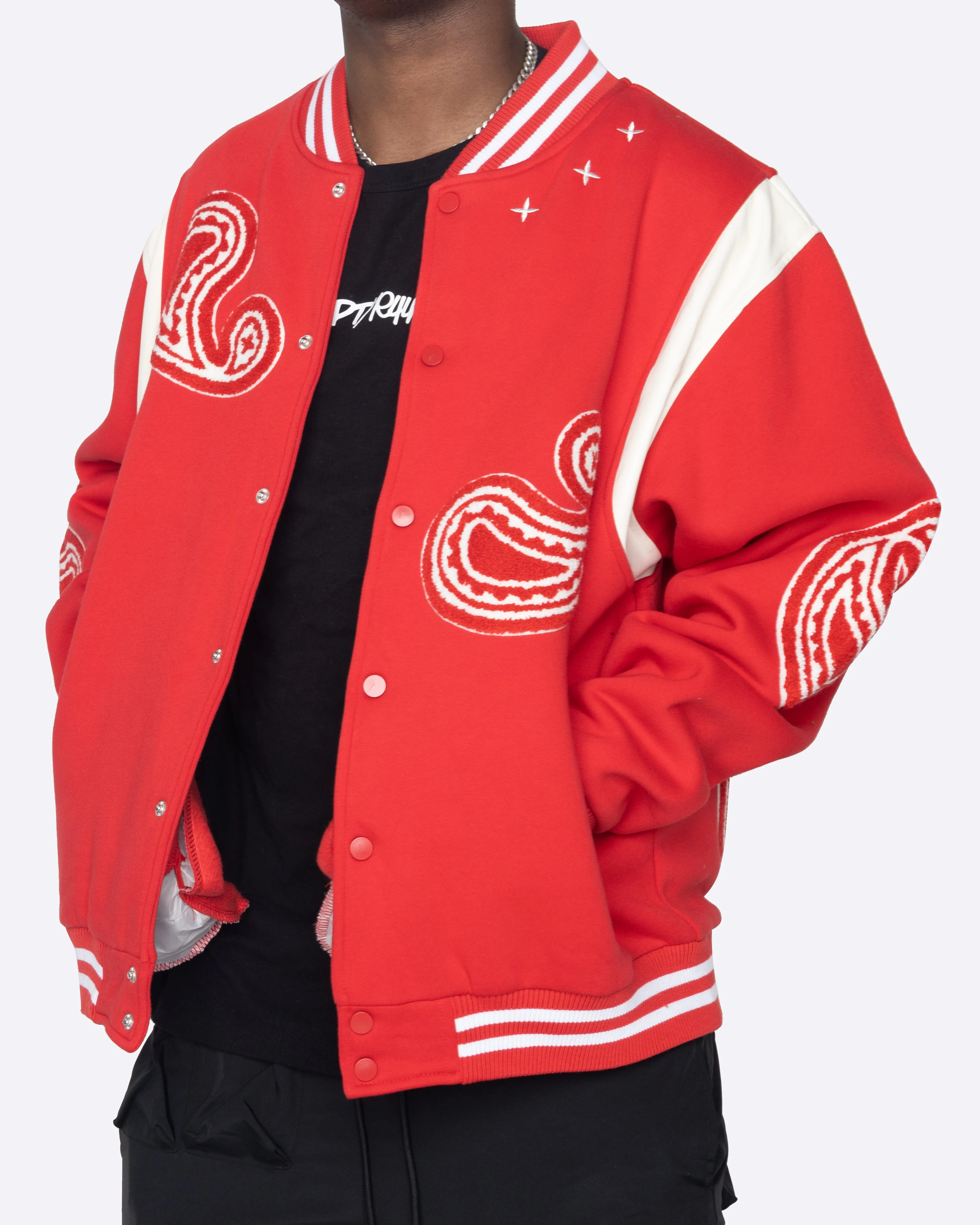 EPTM PAISLEY VARSITY JACKET-RED