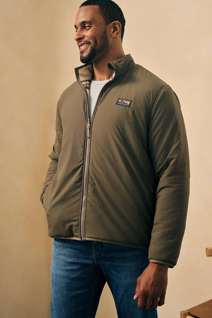 Faherty Steven Paul Judd High Pile Fleece Reversible Jacket in Sand Dune Thunderbird