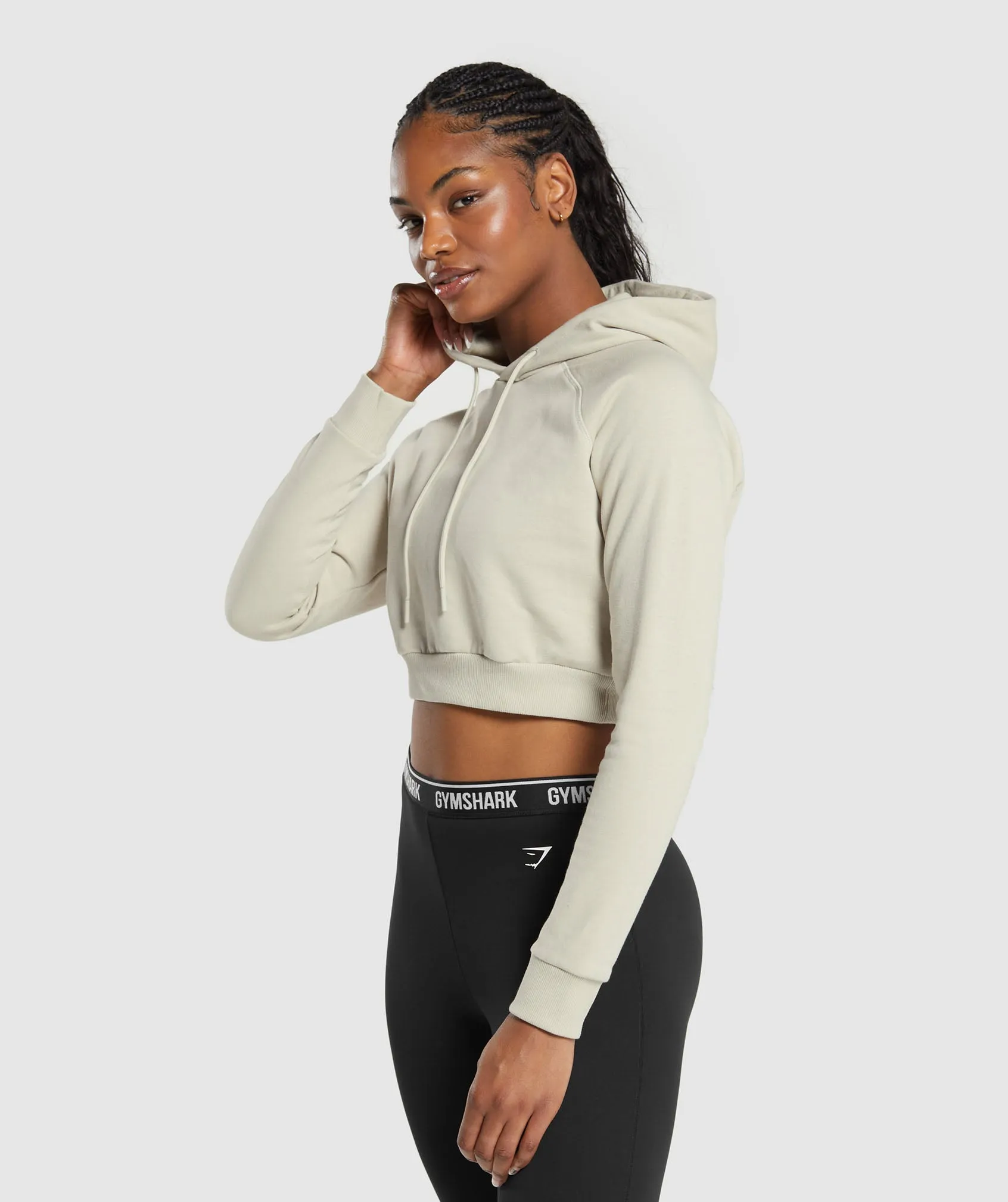 Gymshark Training Fleece Cropped Hoodie - Pebble Grey