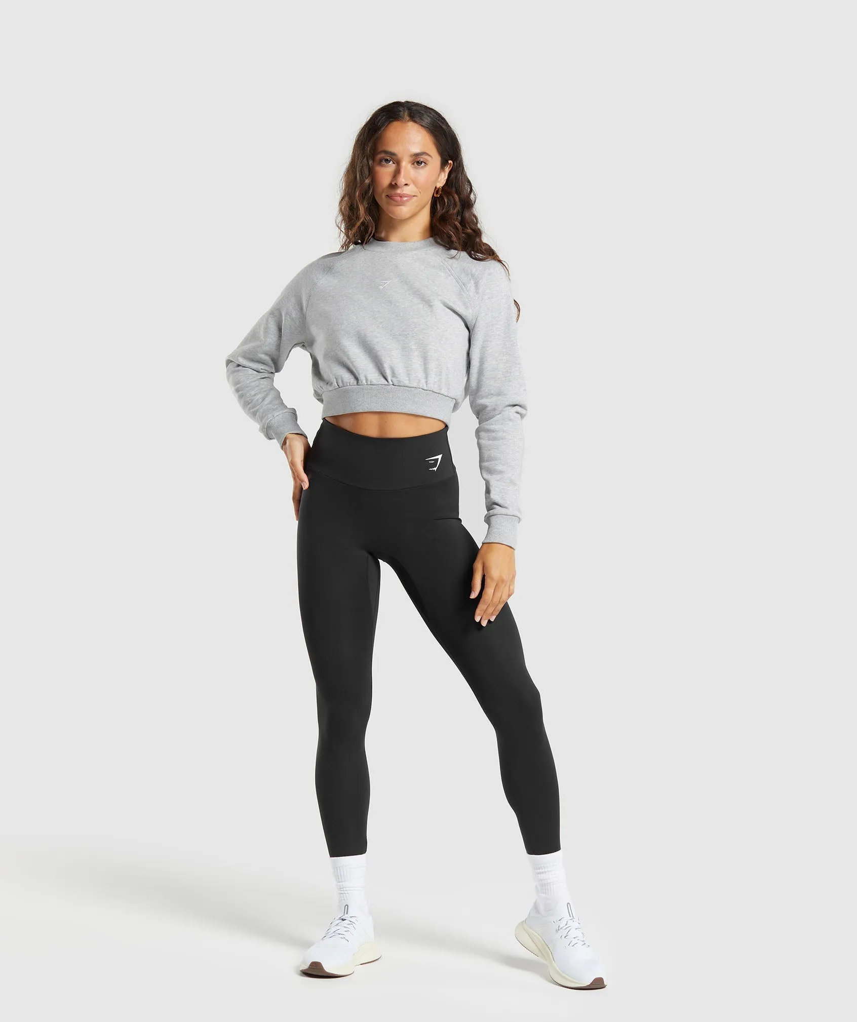 Gymshark Training Fleece Cropped Sweatshirt - Light Grey Marl