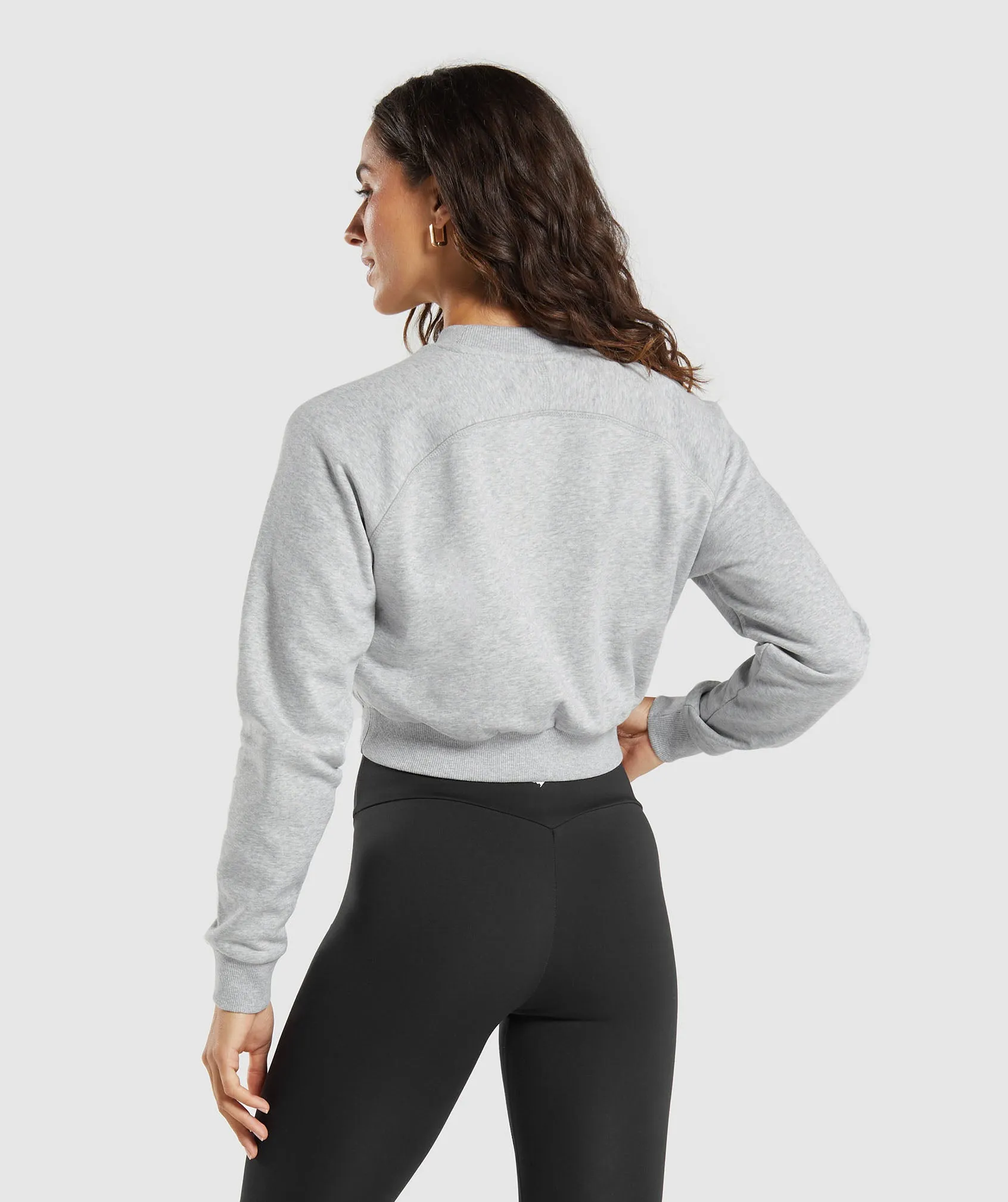 Gymshark Training Fleece Cropped Sweatshirt - Light Grey Marl