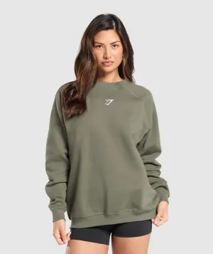 Gymshark Training Oversized Fleece Sweatshirt - Base Green