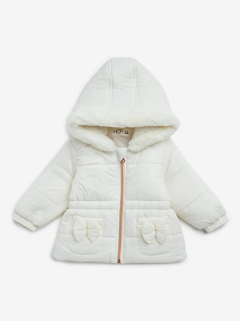 HOP Baby White Hooded Puffer Jacket