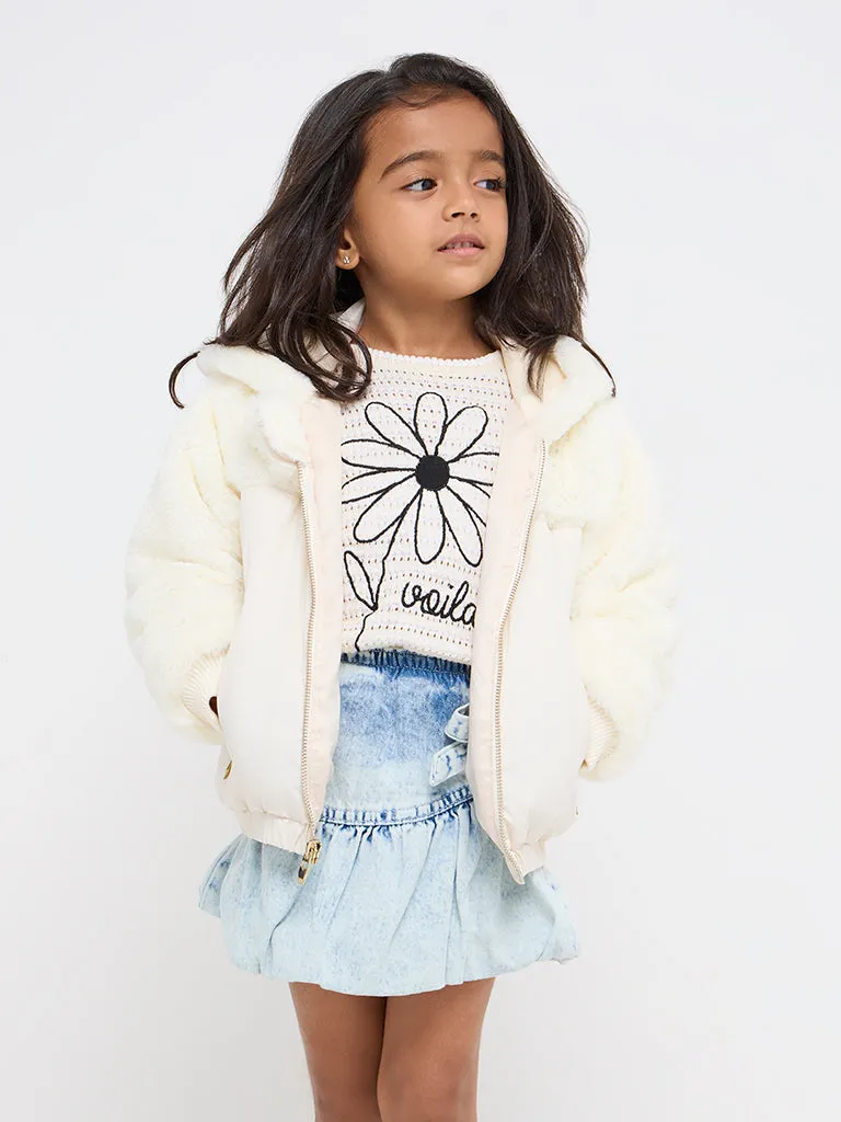 HOP Kids Off-White Faux-Fur Hooded Jacket