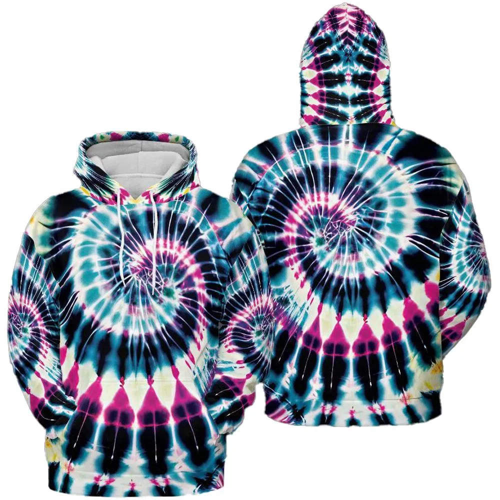 Icy Tie Dye All Over Graphic Print Swirl Hoodie