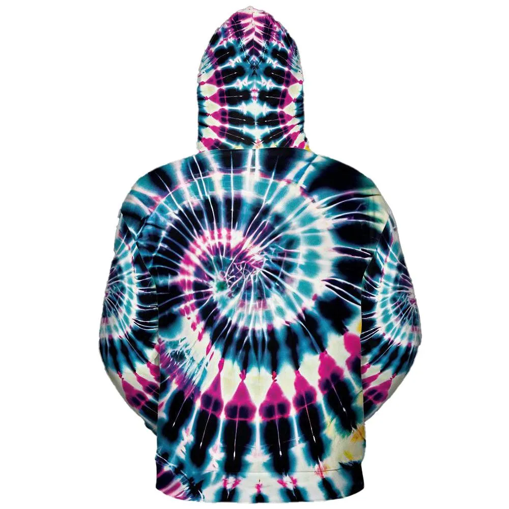 Icy Tie Dye All Over Graphic Print Swirl Hoodie