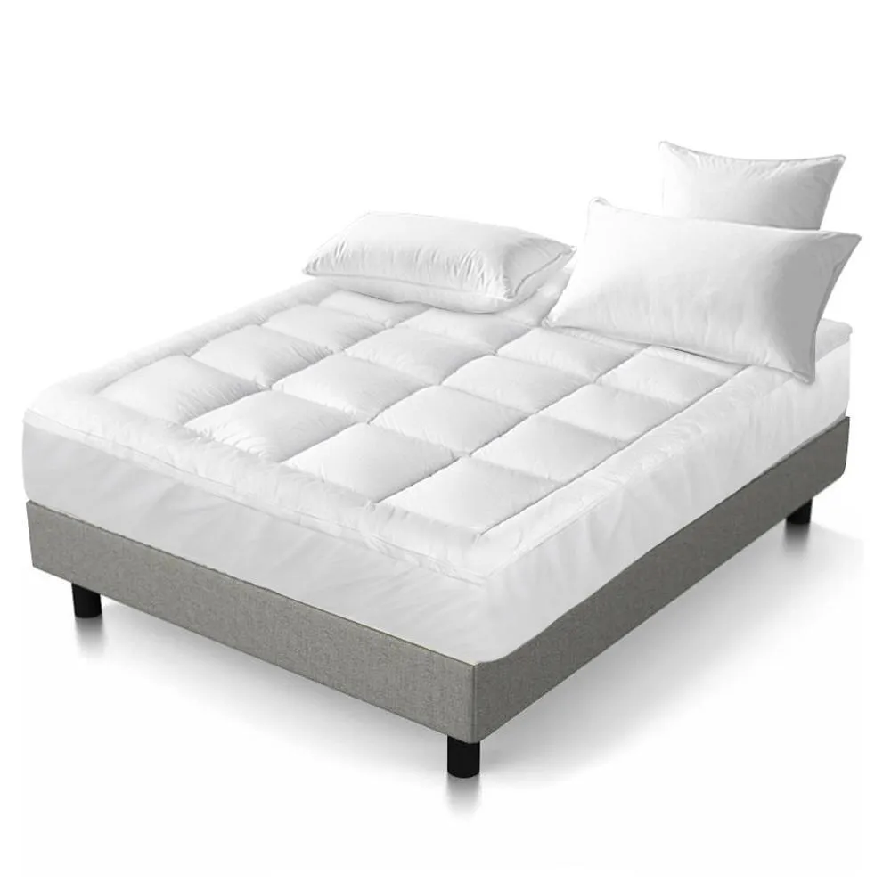 King Premium Package | Elouera Bed Grey, Luna Series Euro Top Mattress (Medium Firm) & Bamboo Mattress Topper!