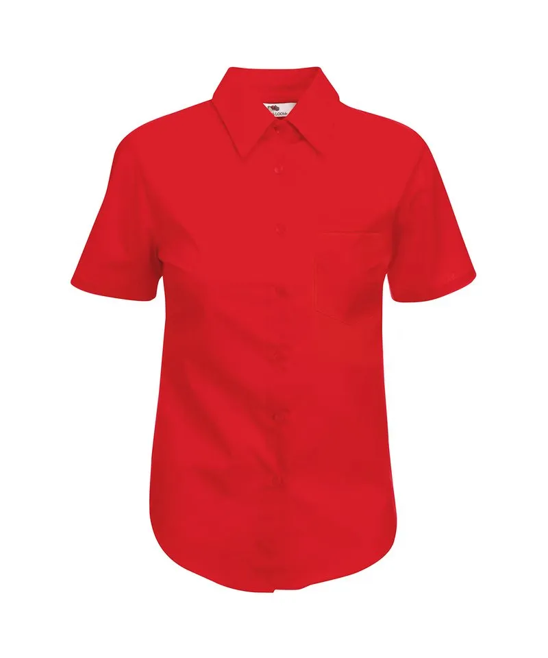 Ladyfit poplin short sleeve shirt | Red