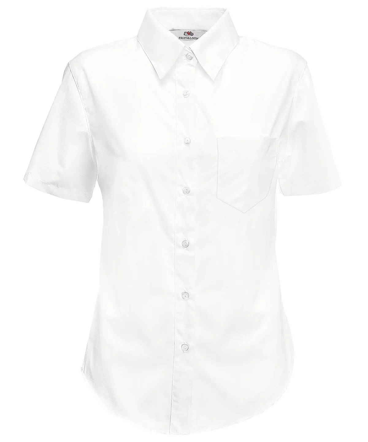 Ladyfit poplin short sleeve shirt | White