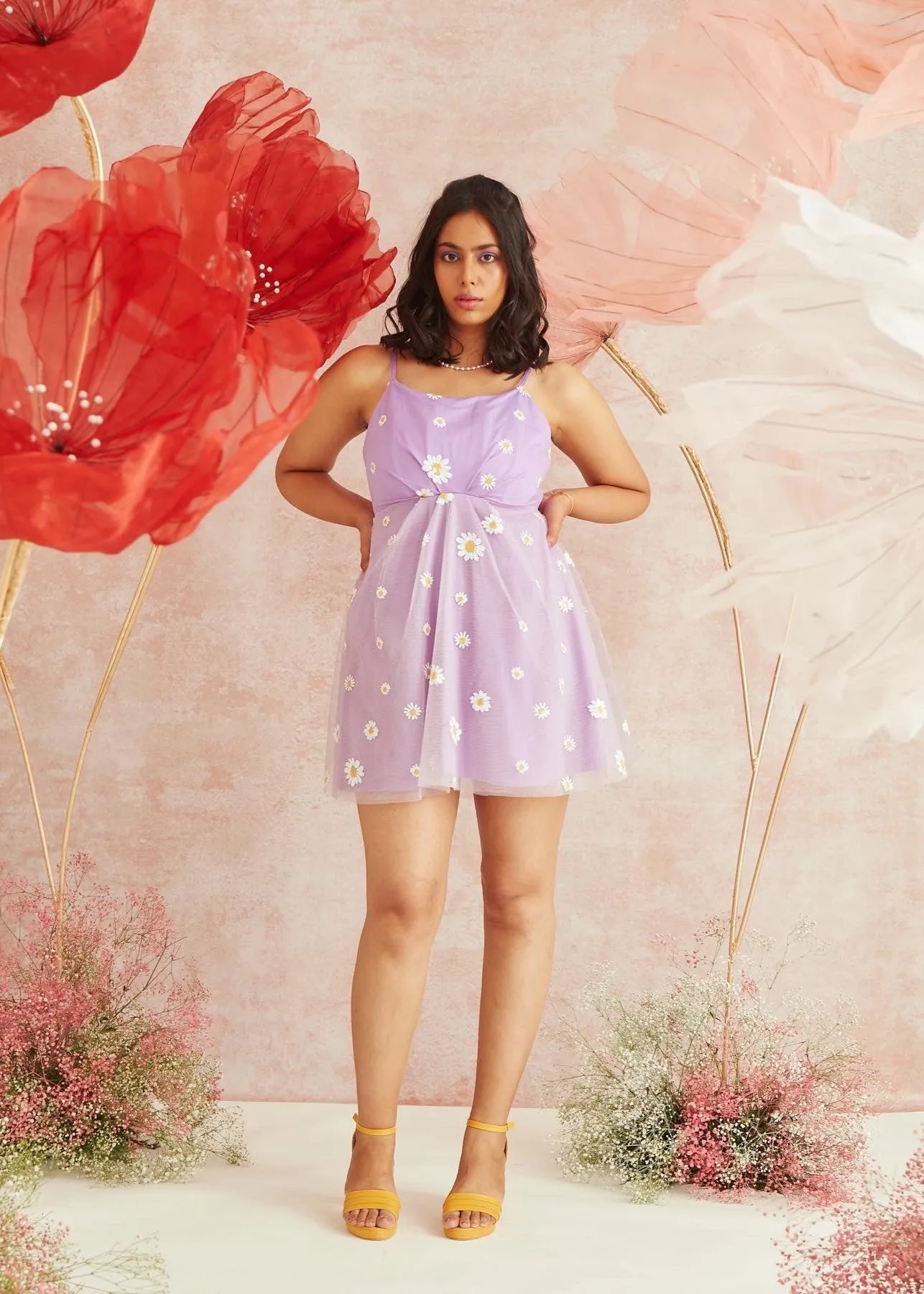 Lila Lavender Daisy Corset Mini Dress