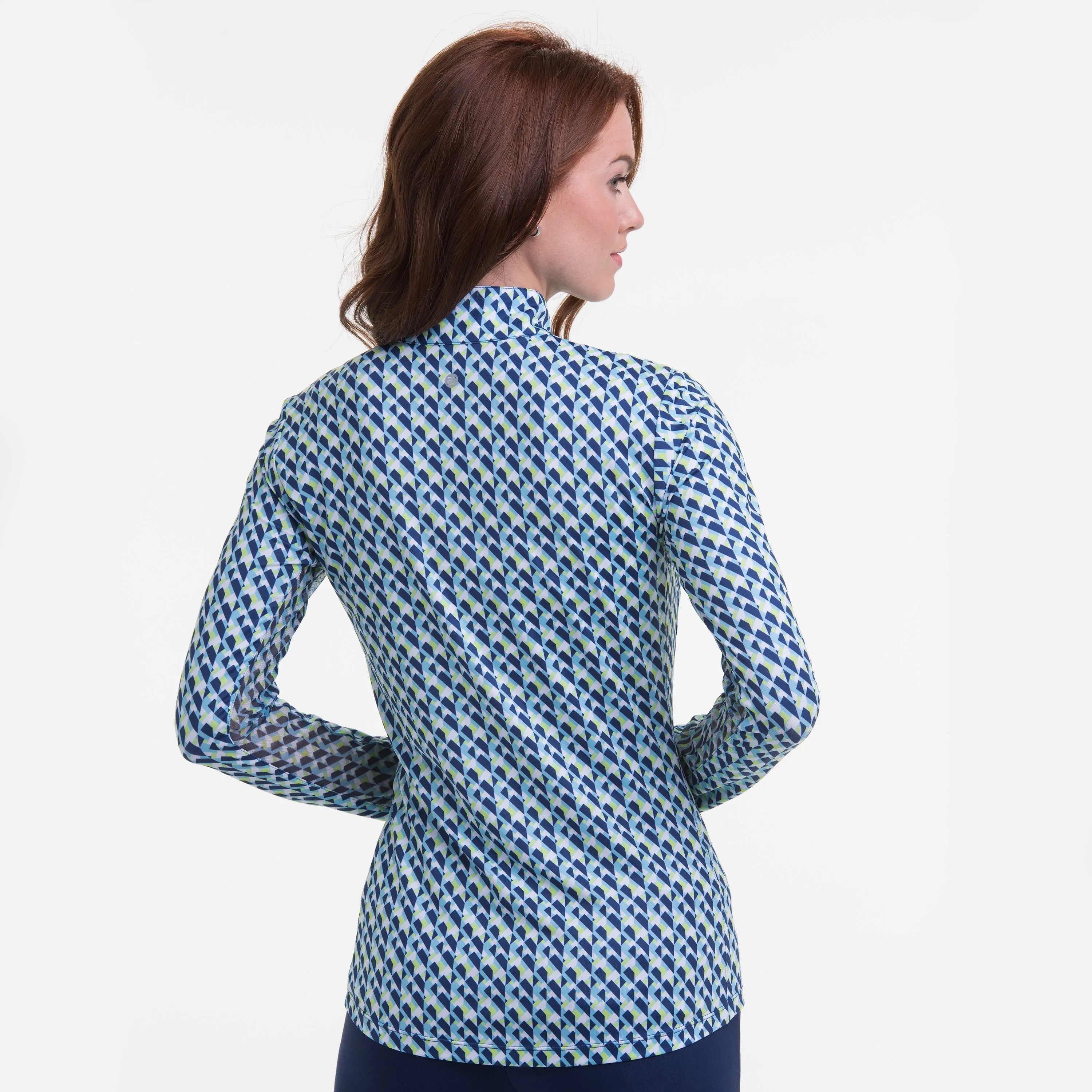 LONG SLEEVE MULTI MINI GEO PRINT POLO