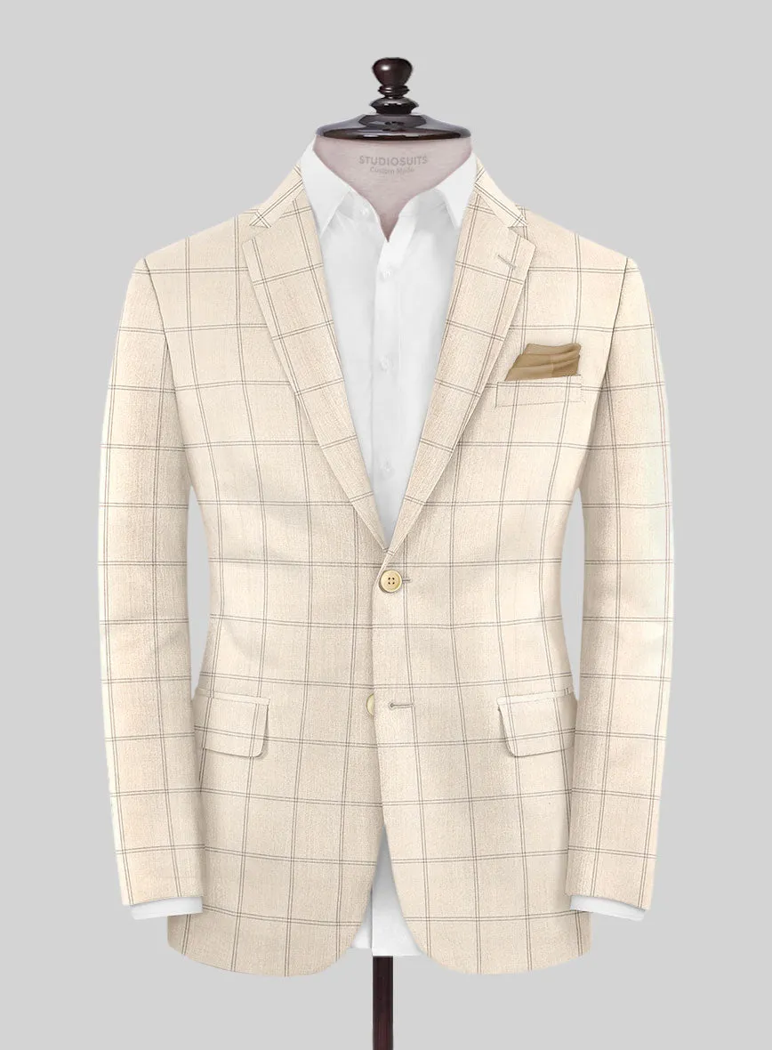 Napolean Noemi Windowpane Beige Wool Jacket