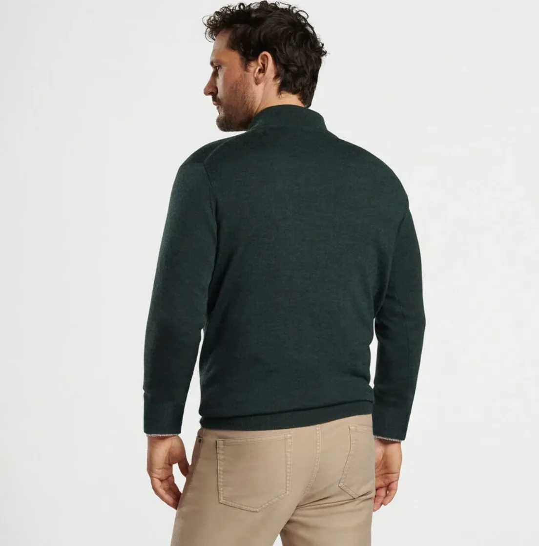 PETER MILLAR 1/4 ZIP AUTUMN CREST SWEATER - BALSAM GREEN