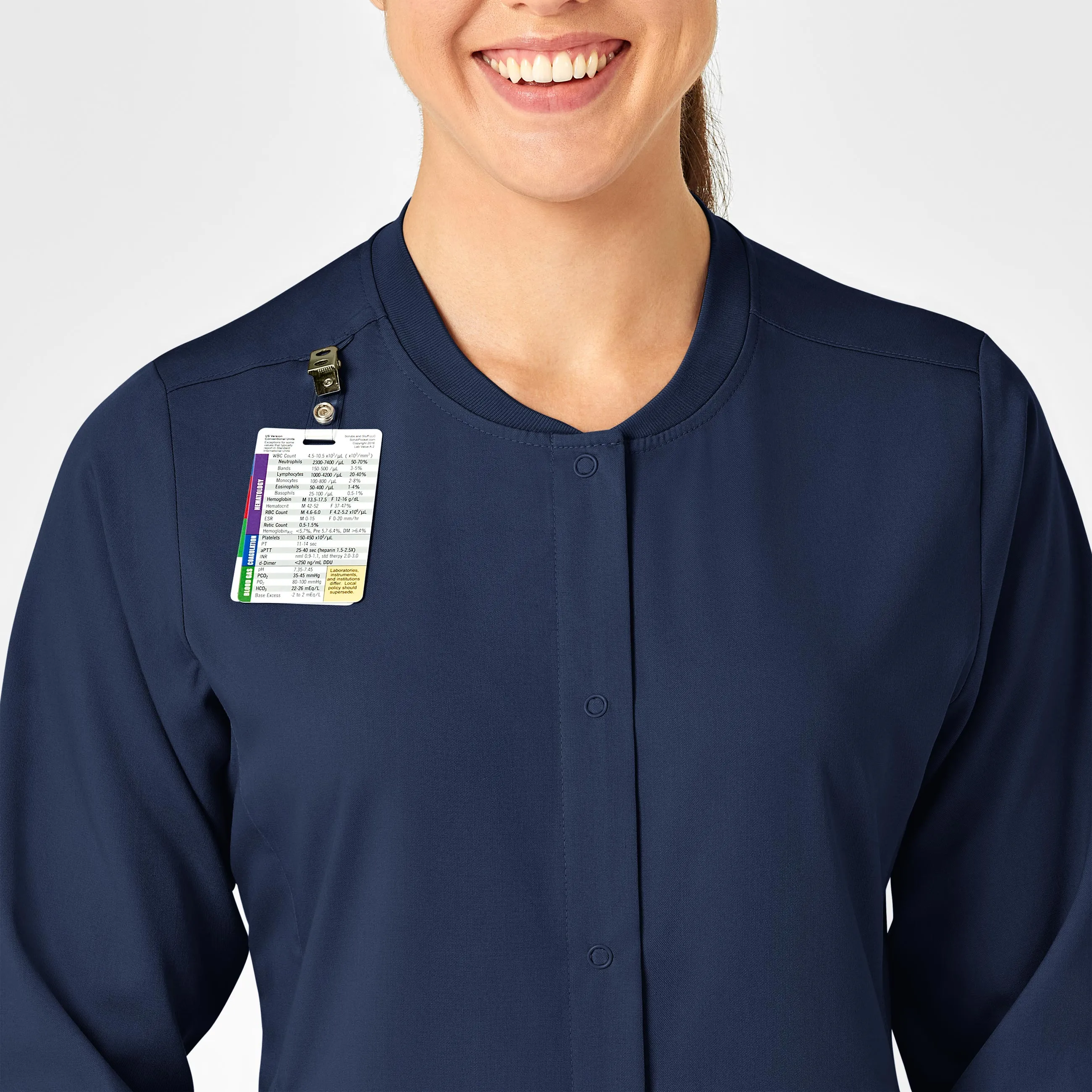 PRO Women's Snap Front Scrub Jacket - Navy