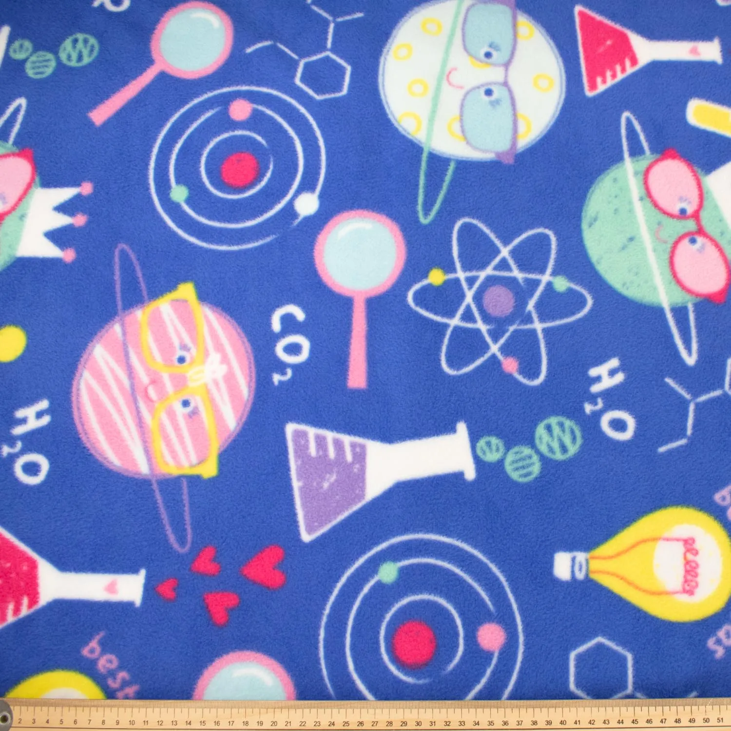 Science on Blue Printed Polar Fleece Design 19 - 1.28M Panel